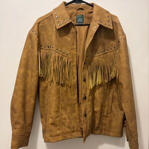 wild fable Tan Fringe Studded Western-Style Jacket